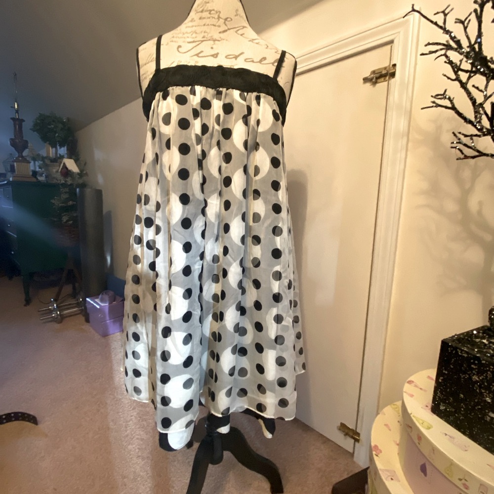 Laundry B&W Polka Dot Chiffon Dress